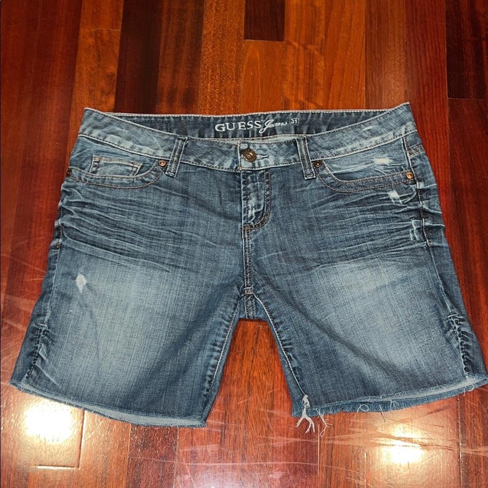 Womens 31 Guess Long Jean Cut off Shorts